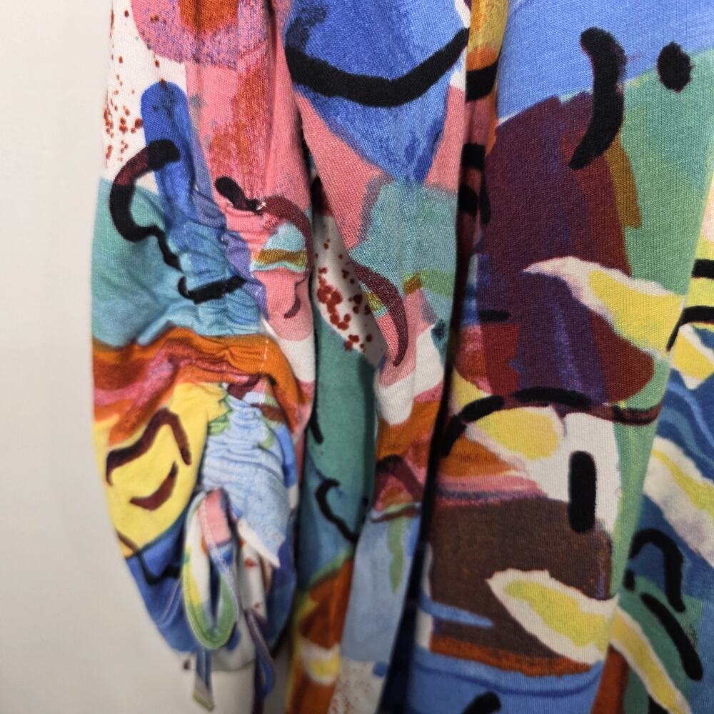 Ali Miles Womens 3X Multicolor Paint Stroke Tunic Top Drawstring Sleeve Artsy V - Picture 9 of 15